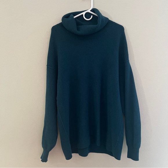 Free People Softly Structured Knit Tunic Sweater Oversized In Deep Jade Size M - Picture 4 of 8